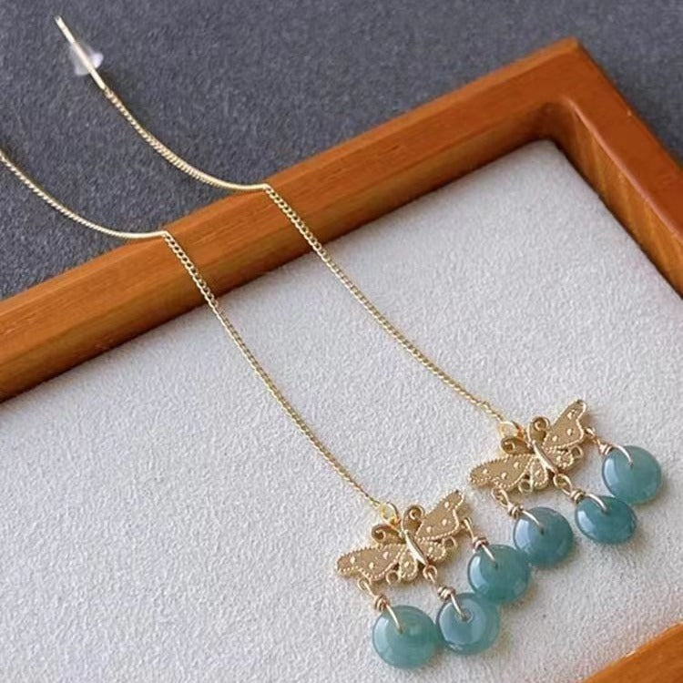 Women's Style Butterfly Hook Eardrop Tassel Retro Han Clothing Ear Line