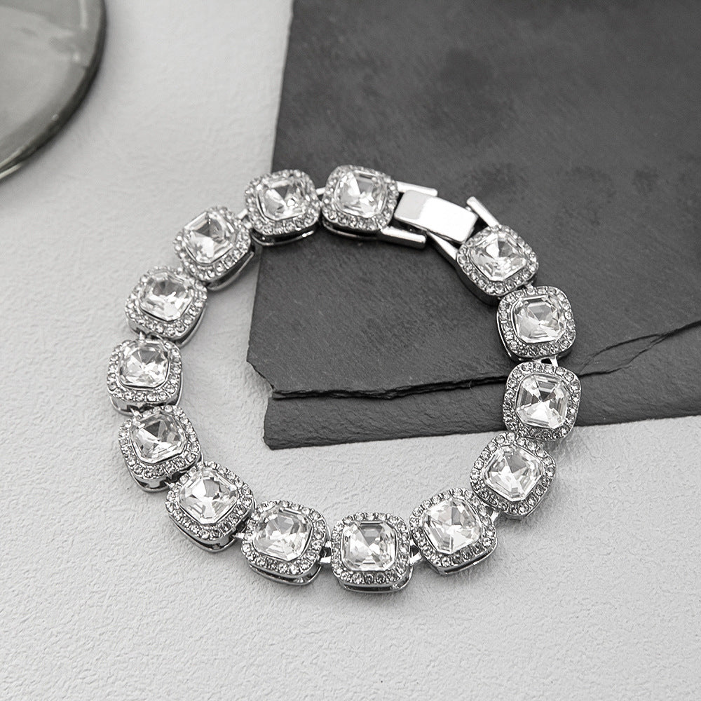 Women's & Men's Korean Style Hip Hop Design Rock Candy Diamond Titanium Steel Bracelets
