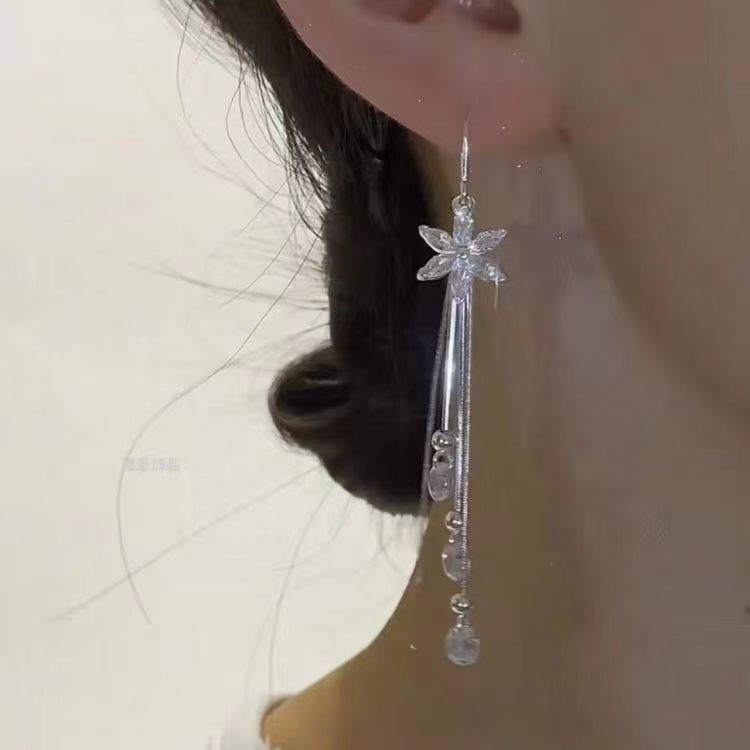 Flower Long Fringe Female Temperament Light Ear Line