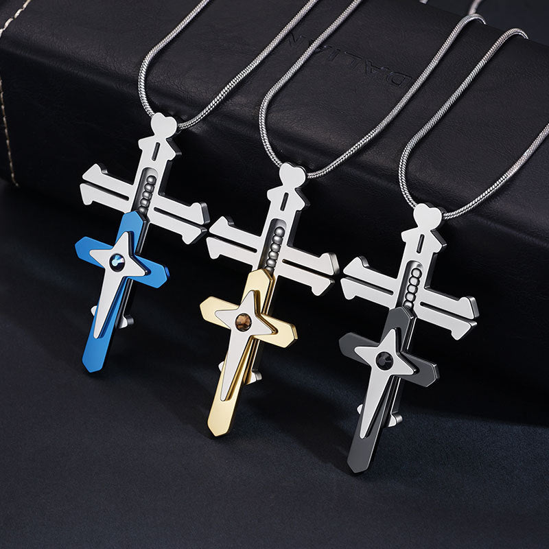 Personalized Titanium Steel Decompression Cross Split Pendants