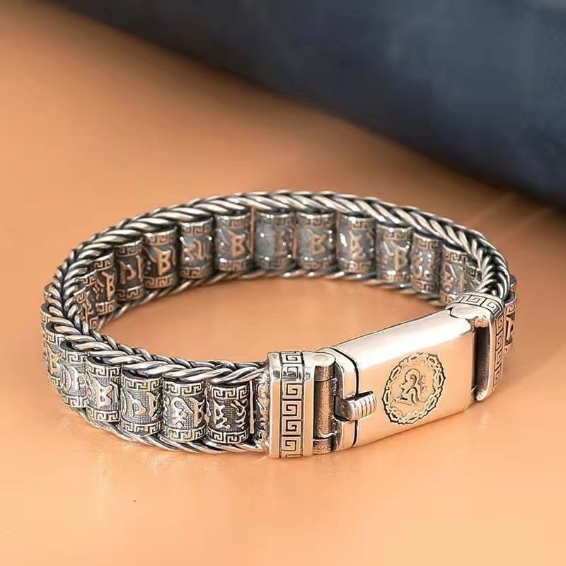 Men's Right Rain Sier Hand-woven Rotatable Chain Vintage Six Bracelet