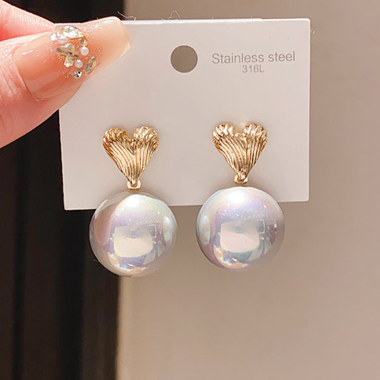 Needle Imitation Pearl Love Pattern Geometric Round Elegant Graceful French Rings