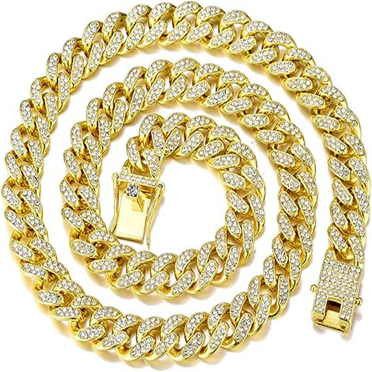 Men's Cool Hip Hop With Diamond Chain Cuban Link Necklace