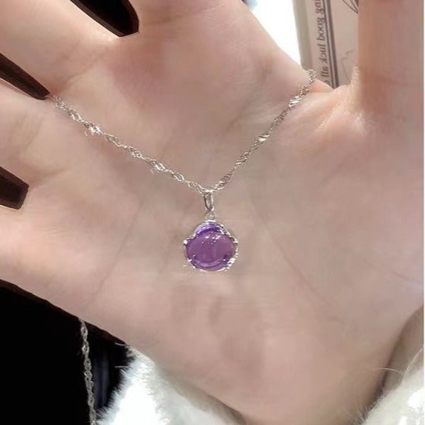 Amethyst Sier Plated Female Affordable Luxury Fashion Necklace