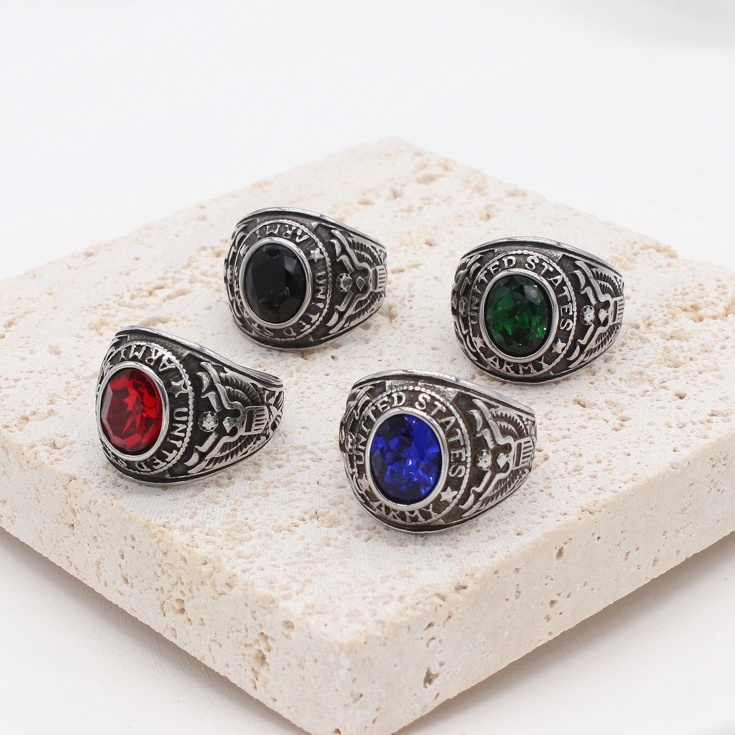 Men's Personality Retro Army Gem For Ring