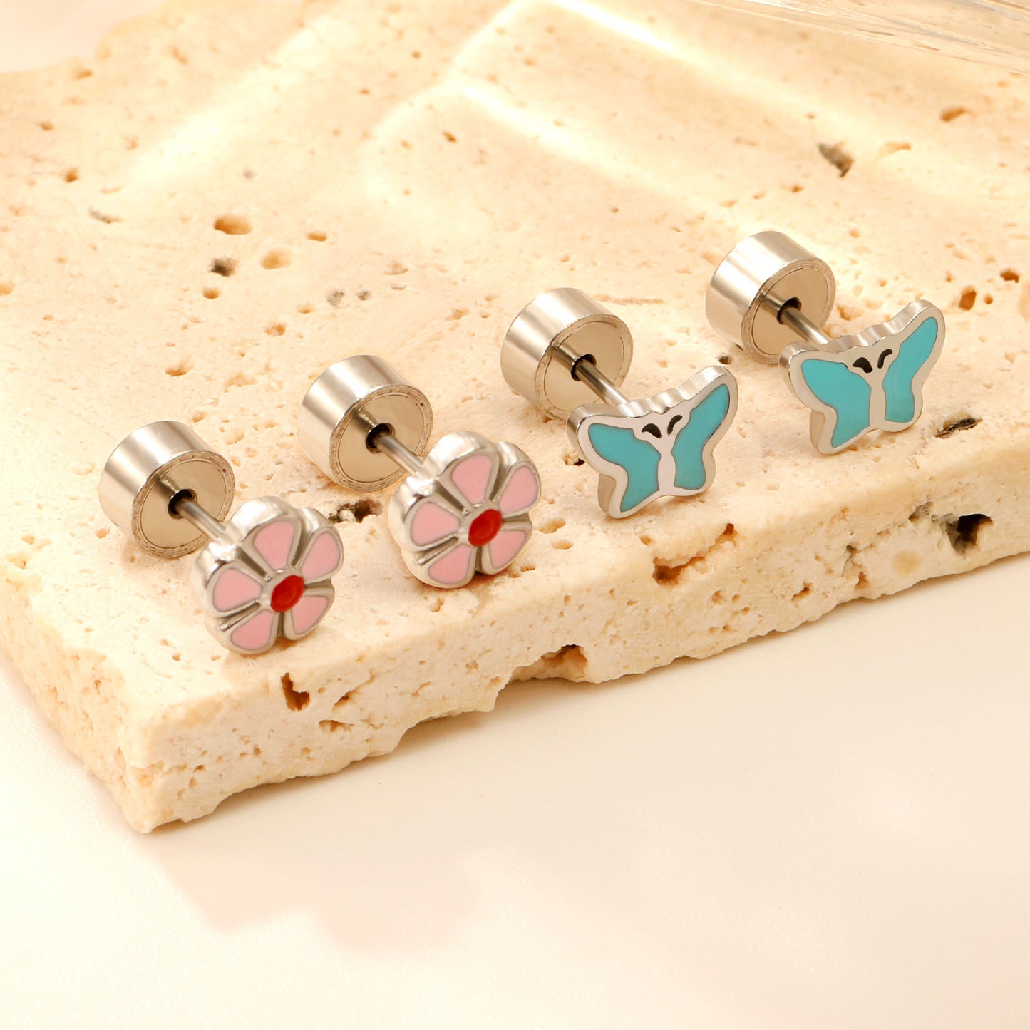 Women's For Fashion Simple Electroplated Summer Cute Flowers Stainless Stud Earrings