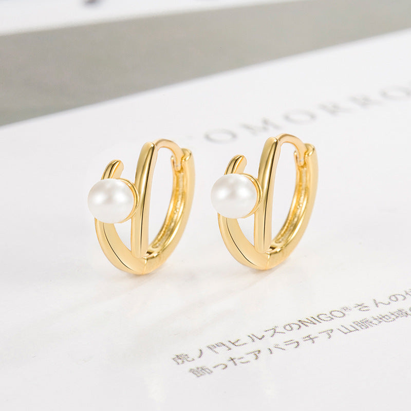 Women's Simple Elegant Pearl Double Line Clip Series Rings