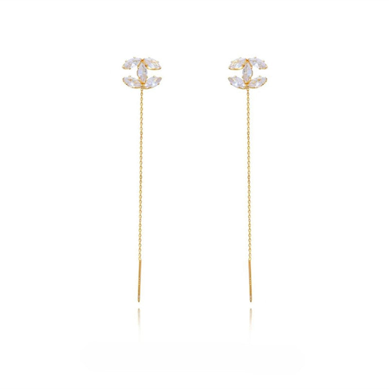 High-grade Refined Zircon Cross Shaped Female Compact Temperamental Sweet Earrings