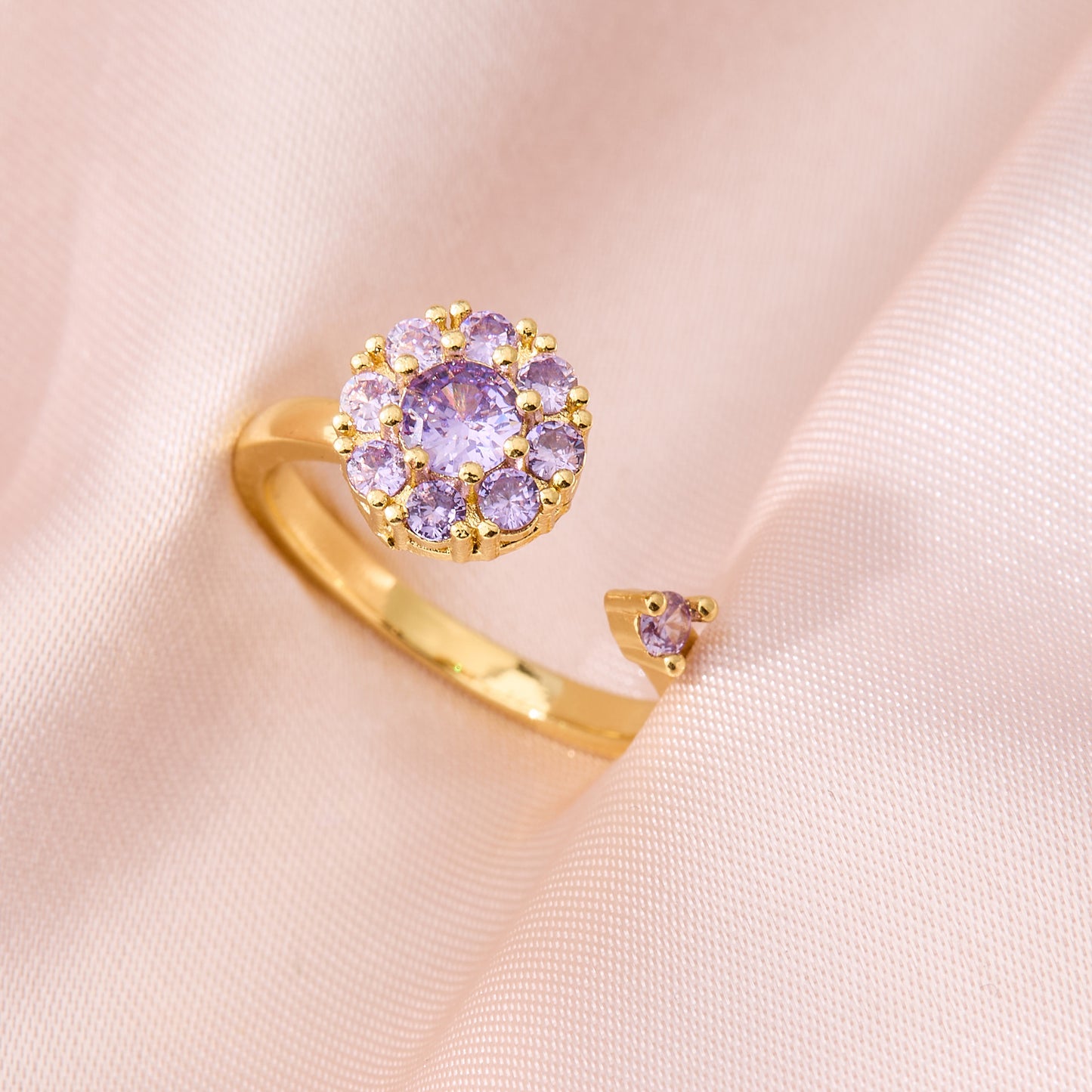 Valentine's Day Gift Flower Zircon Rotatable Ring