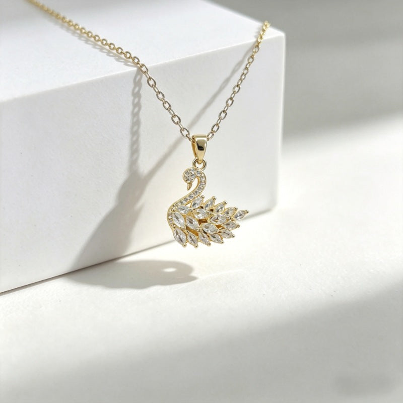 Luxury Copper Micro Female Swan Love Ocean Series Necklace