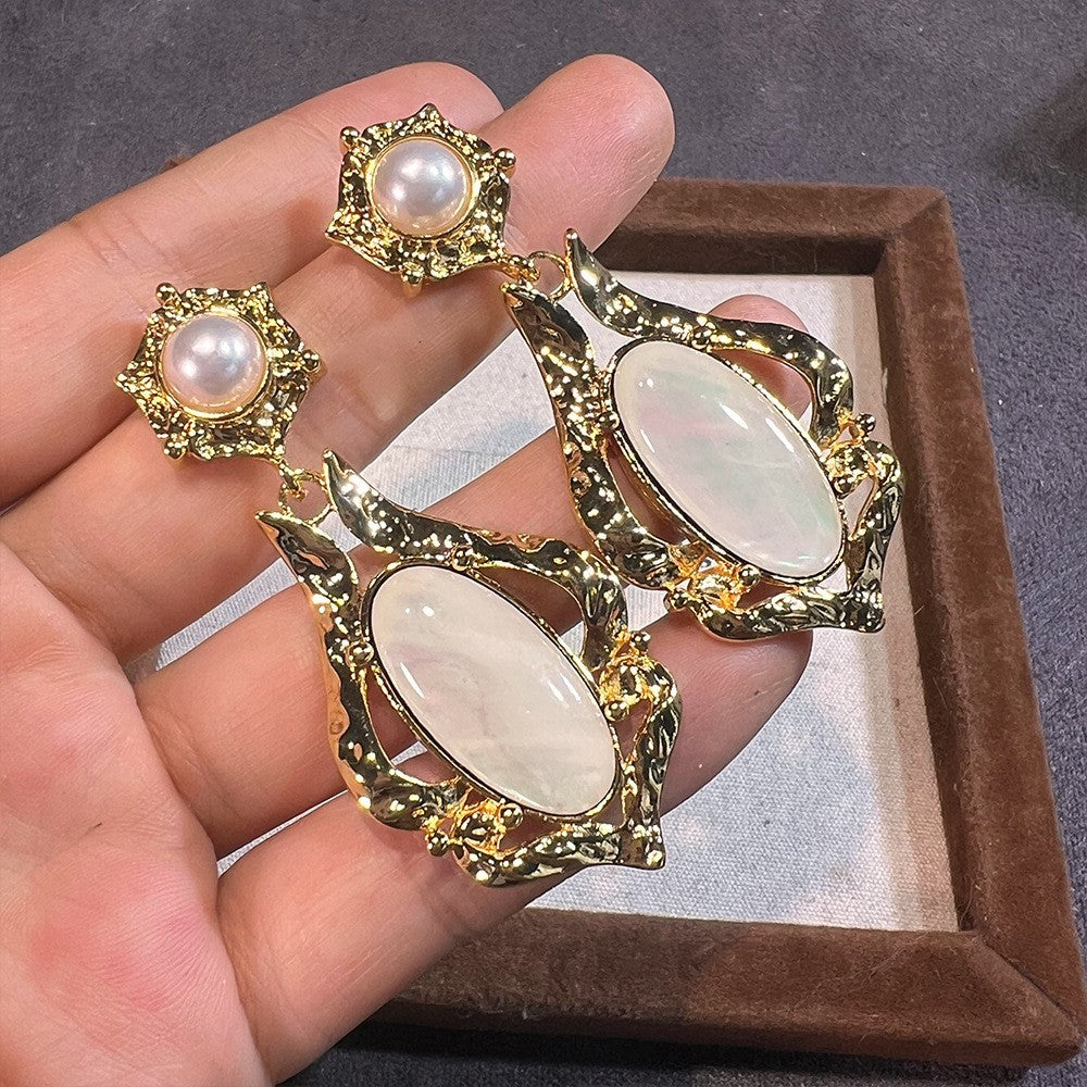 Women's Abalone Shell Series Gold Plated Environmental Protection Fashion French High-grade Earrings