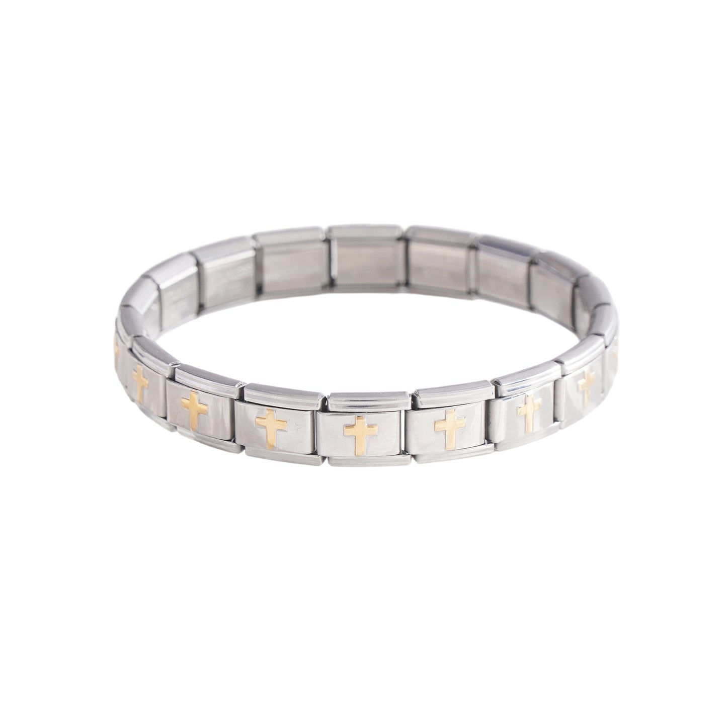 Steel Module Elastic Vacuum Plating Real Gold Bracelet