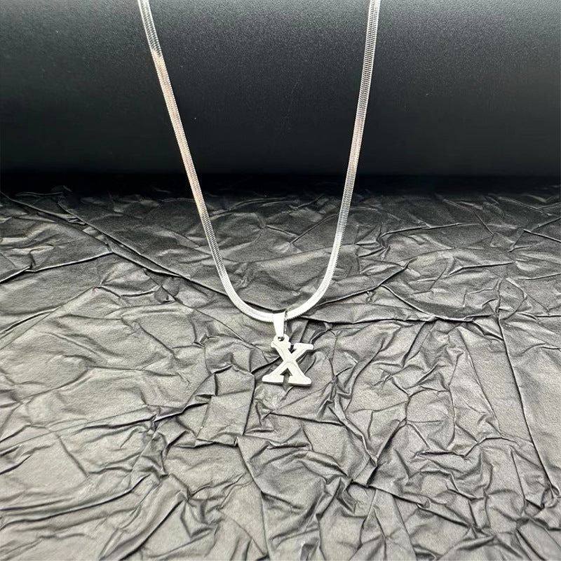 Letter Blade Chain Stainless Steel Material Necklaces