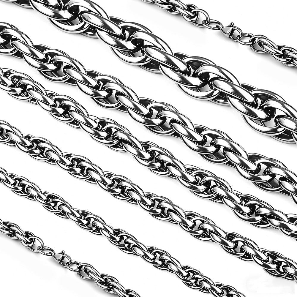 Women's & Men's Stainless Steel Twist Titanium Simple Personality Twisted Chunky Necklace