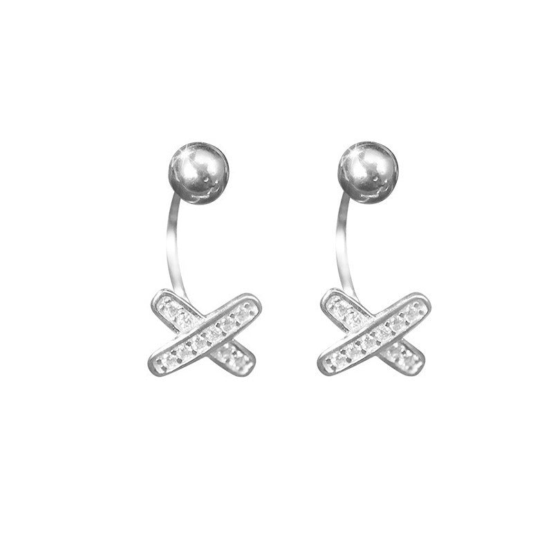 Full Rhinestone Zircon Cross Style Western High-grade Earrings