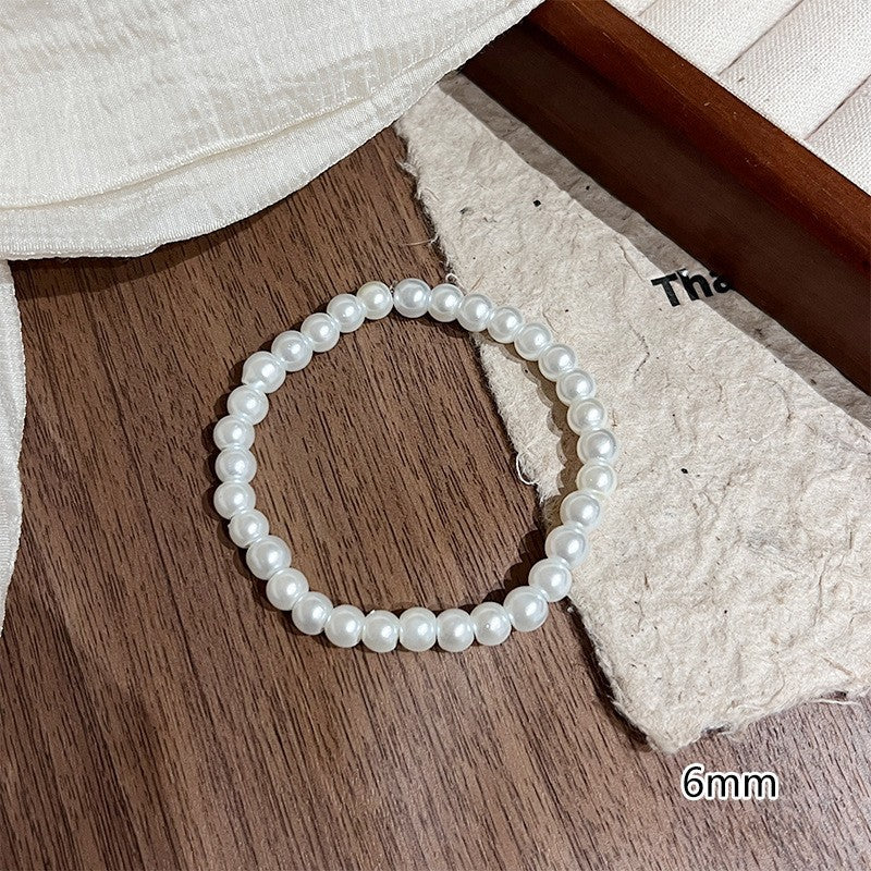 Glass Female Ice Transparent Gradient Round Beads Pliable Temperament Imitation Bracelets