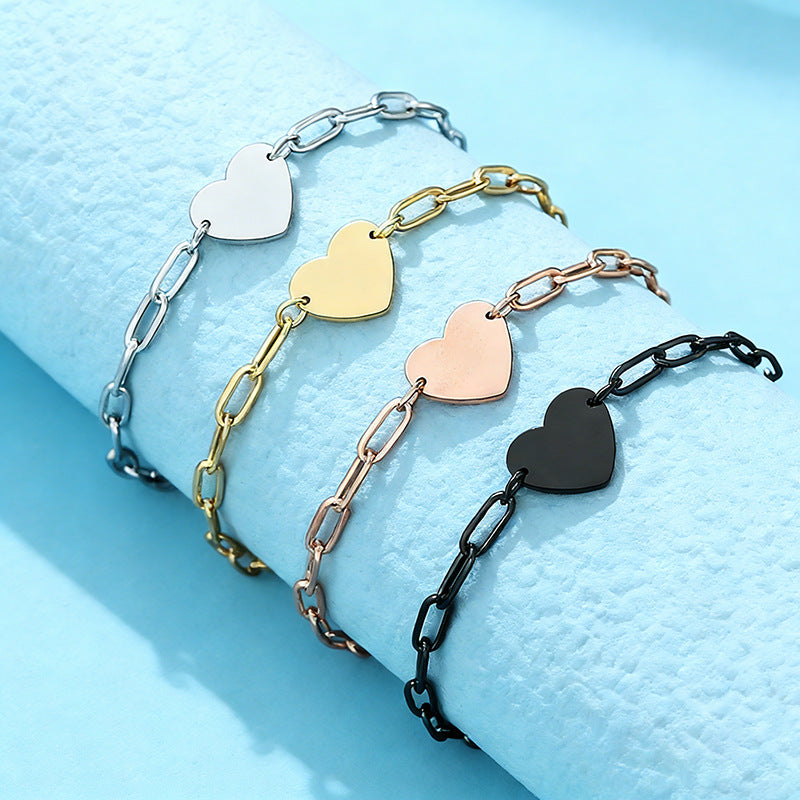 Stainless Steel Heart-shaped Clip Blank Material Festival Bracelets