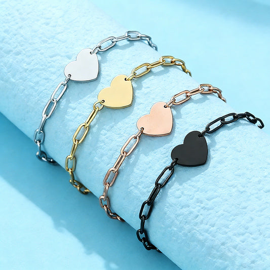 Stainless Steel Heart-shaped Clip Blank Material Festival Bracelets