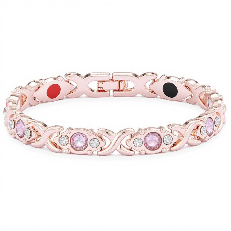 Women's Elegant Water Drop Design Cross Powder Diamond Bracelets