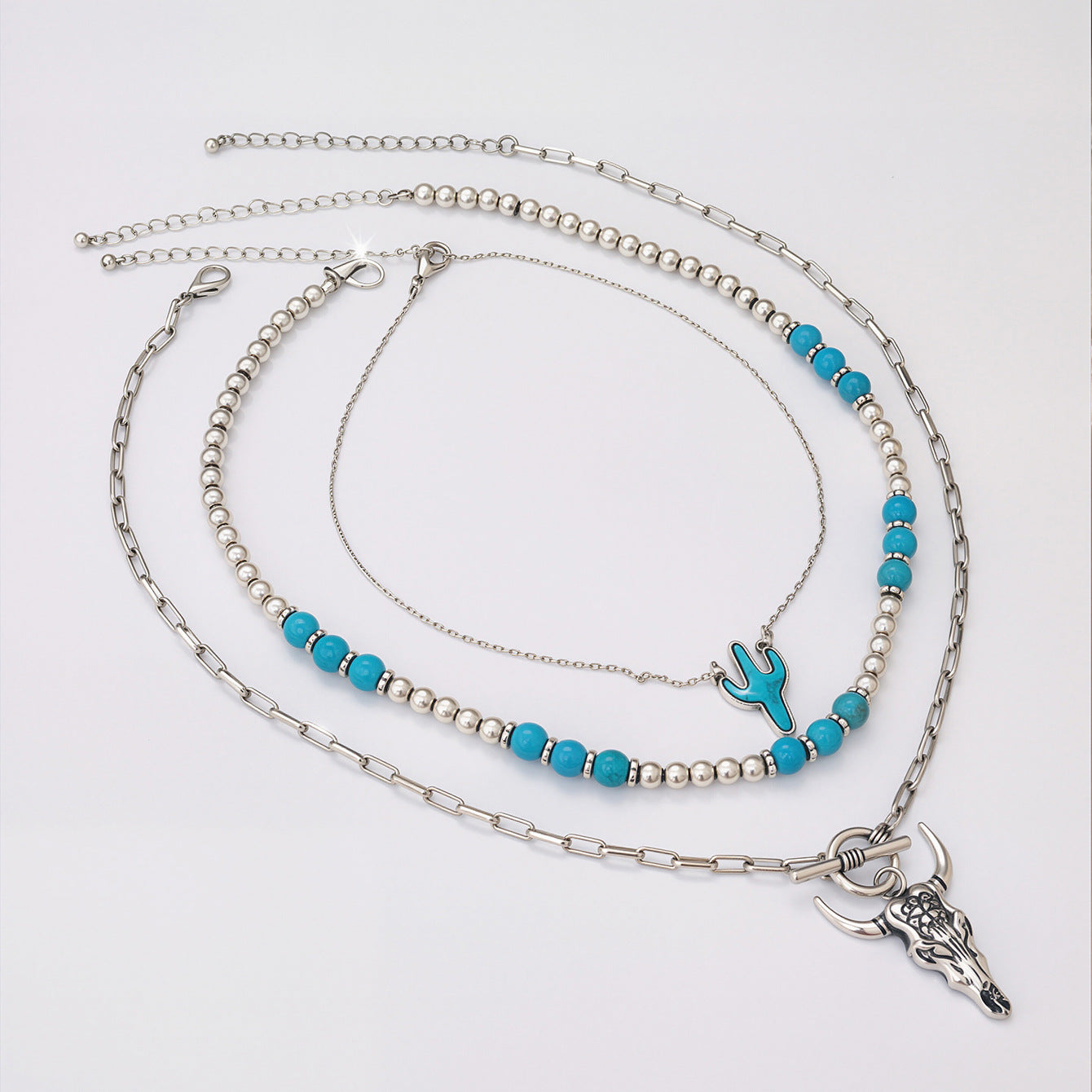 Bohemian Vacation Style Beaded Geometric Tophus Retro Western Denim Necklaces