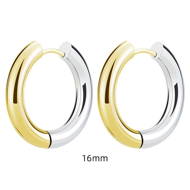 Women's & Men's Stainless Steel Clip Exaggerated Thick Thread Round Large Ear Buckle