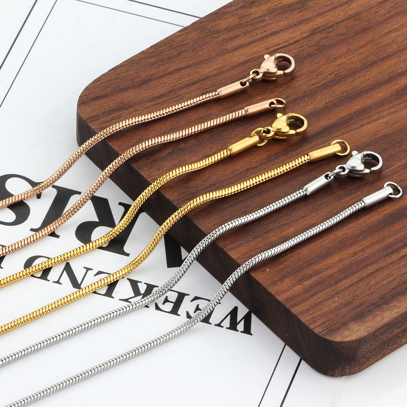 Women's & Men's Stainless Steel Snake Bone Welding Mouth Personality Trendy Items Basic Necklace