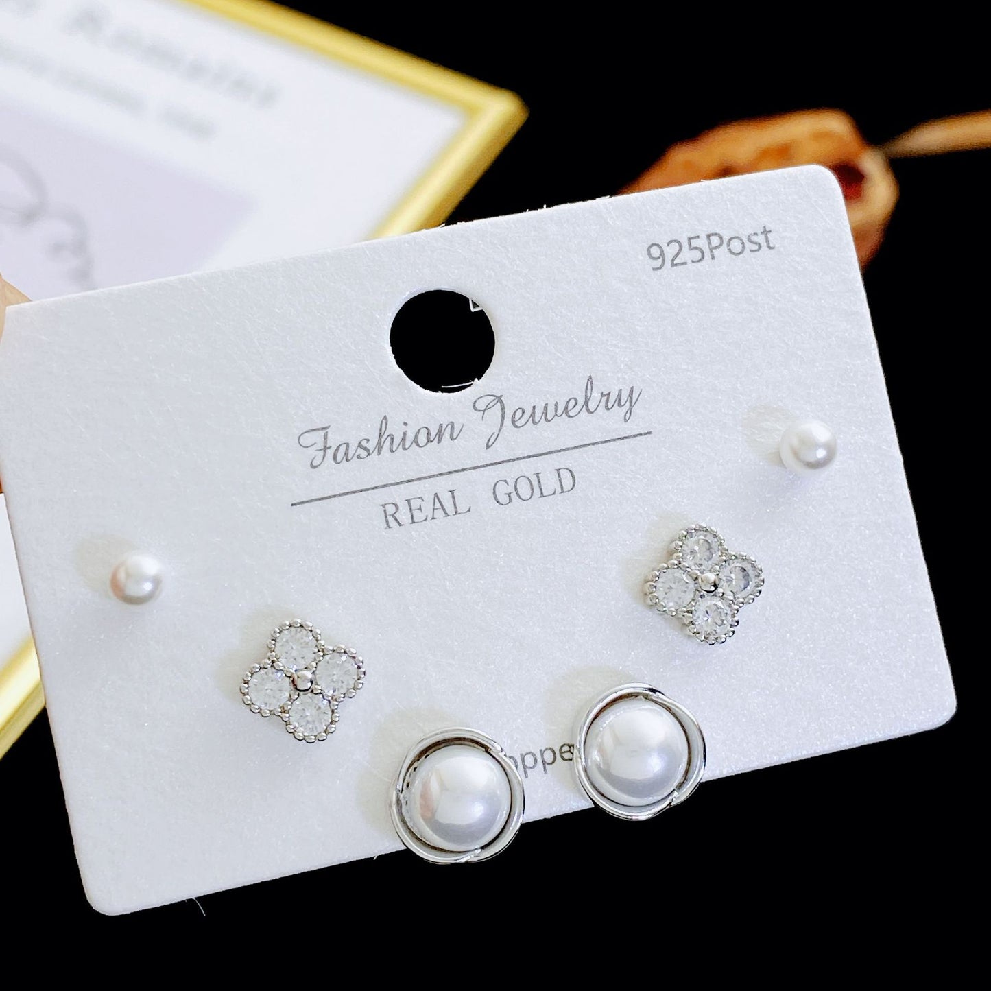 Women's Needle Simple Series Three Pairs Storage Ear Rings