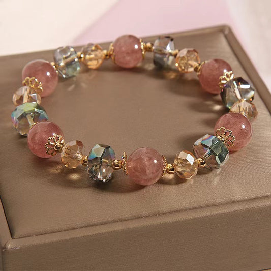 Strawberry Crystal Fashion Female Live Glass Chipping Bracelets