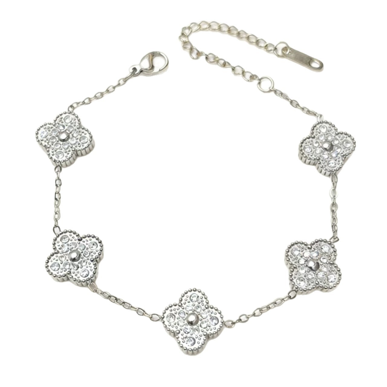 Double-sided Full Diamond Lucky Pork Belly Four-leaf Bracelet