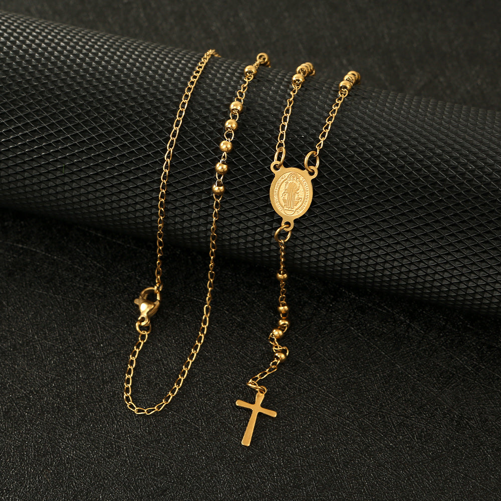 Beads Three-color Cross Virgin Lady Fashion Necklace