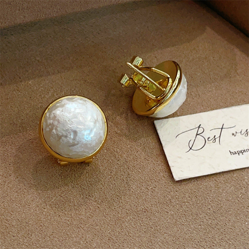 Entry Lux Cotton Steamed Bread Pearl Retro Stud Earrings