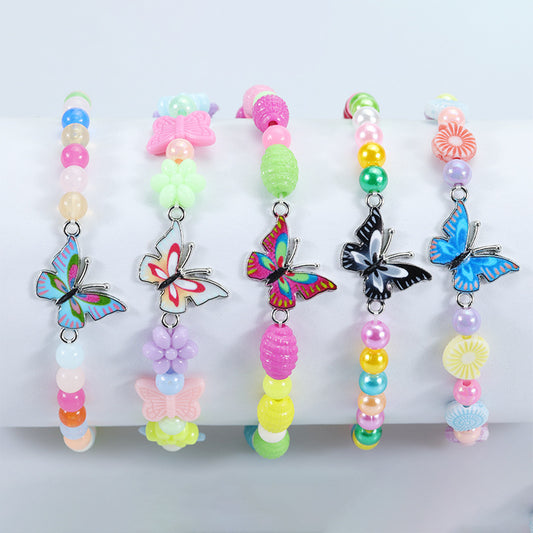 Children's Colorful Beaded Cute Butterfly Kindergarten Birthday Bracelets