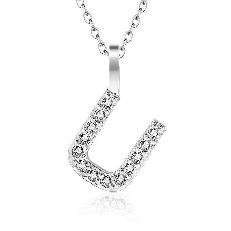 Diamond Inlaid Zircon English Letter Female Pendants