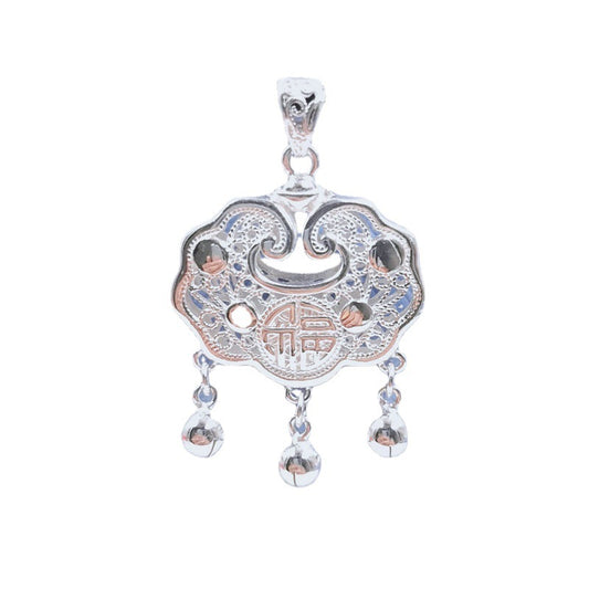 Pure Sier Fu Character Longevity Lock Safety Hand-knitted Pendants