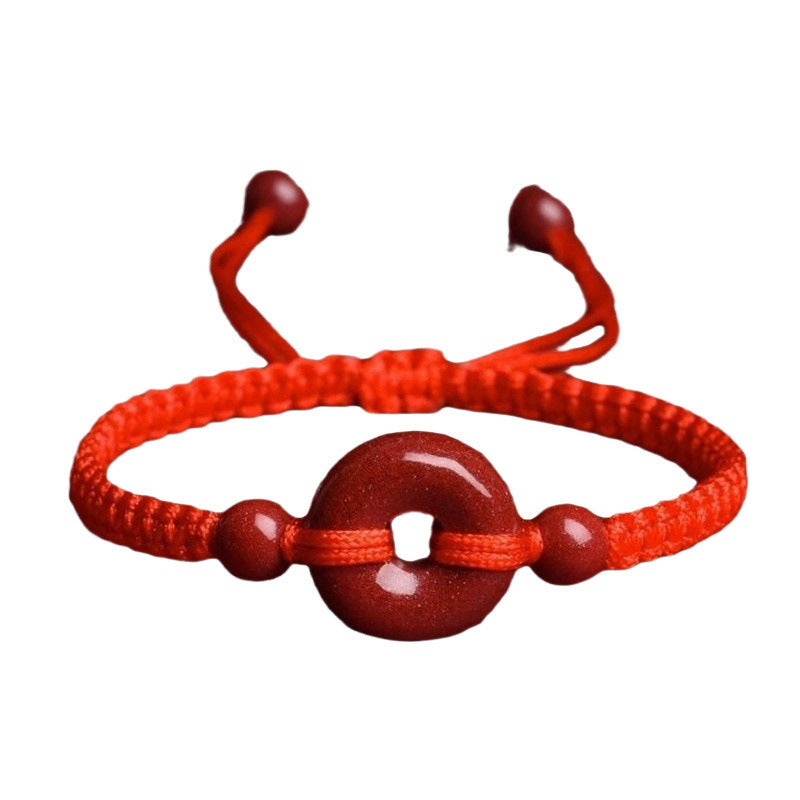 Women's & Men's Cinnabar Red Rope Purple Gold Sand Bracelet