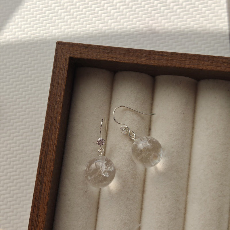 Amethyst Pink Crystal White Sier High Heels Daily Earrings