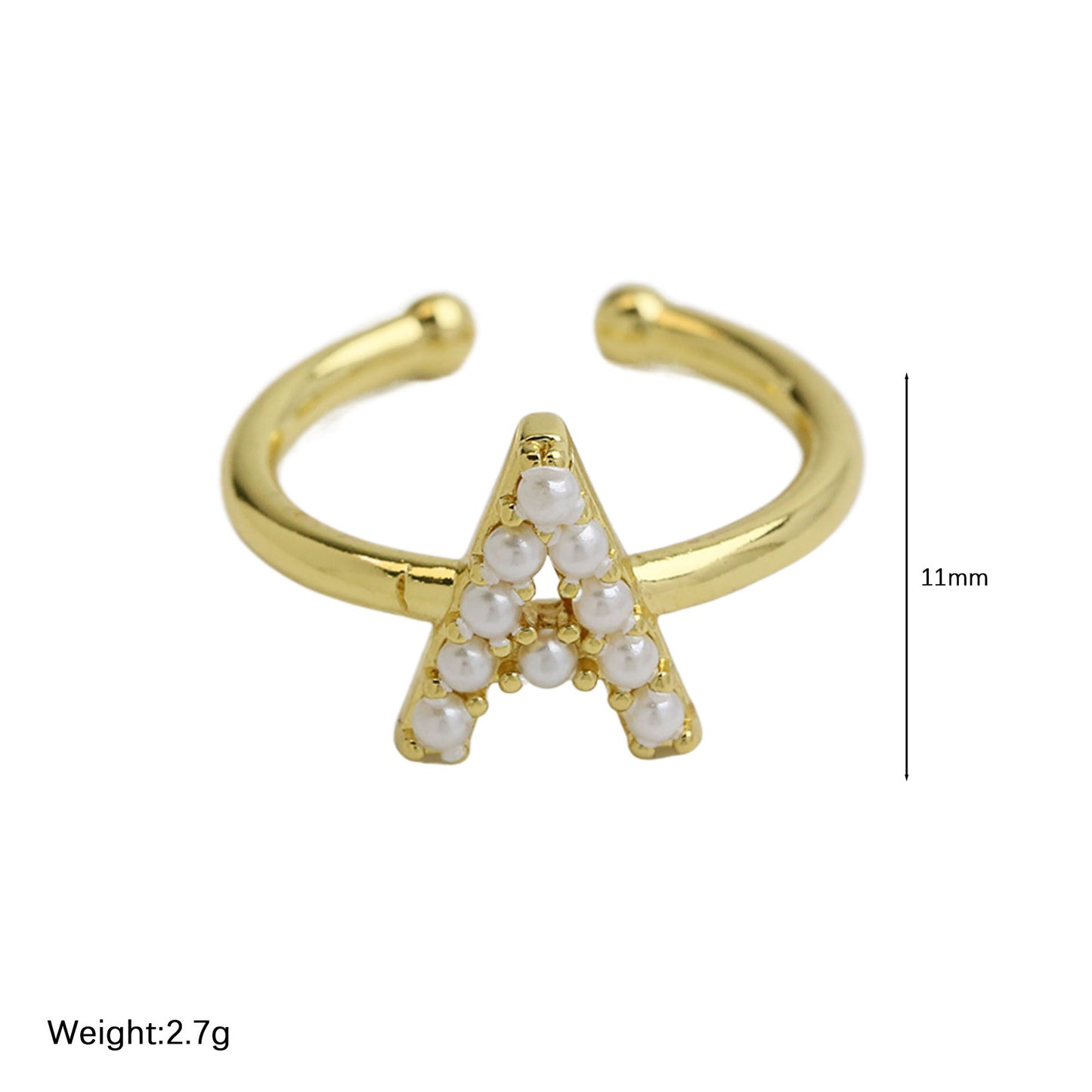 Women's Xi Brass Pearl English Letters Open Rings