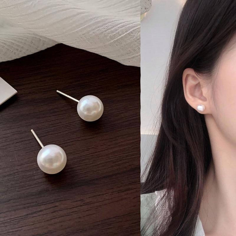 Women's Sier Fashion Minority Simple High-grade Pearl Stud Earrings