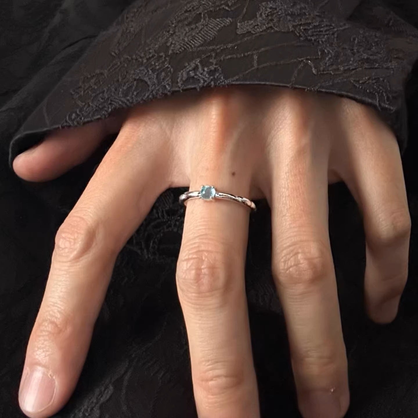 Starfish Shell Female Style Design Mori Blue Open Index Finger Ring