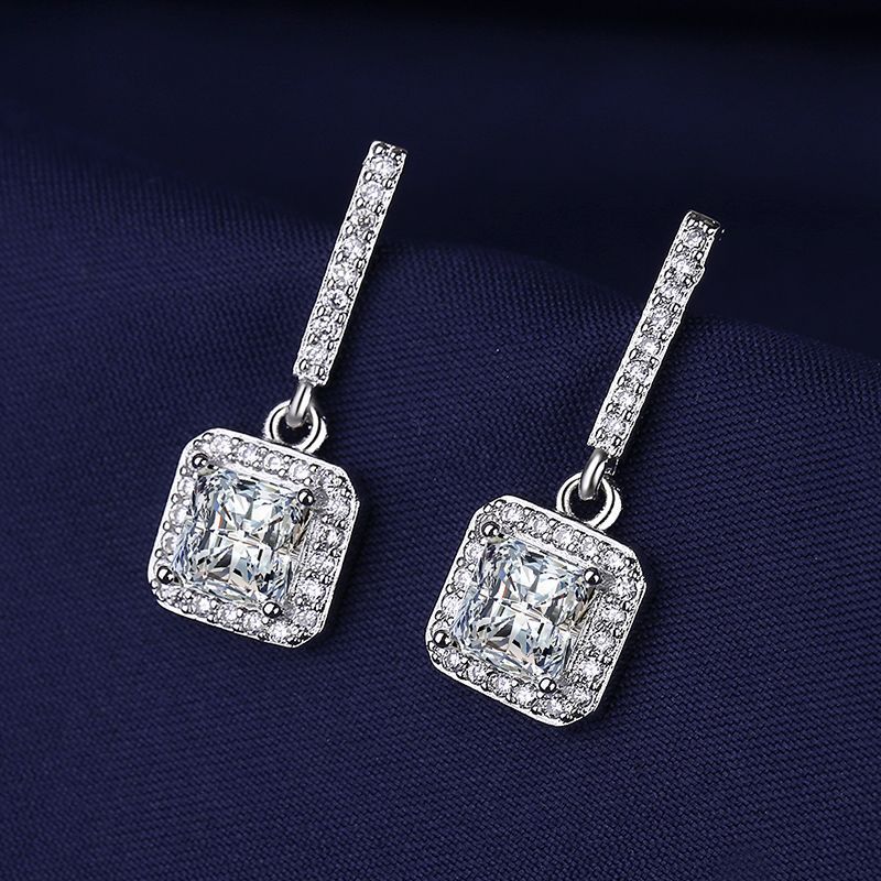 Women's Style Diamond Square Cute Fashion Small Creative Stud Earrings