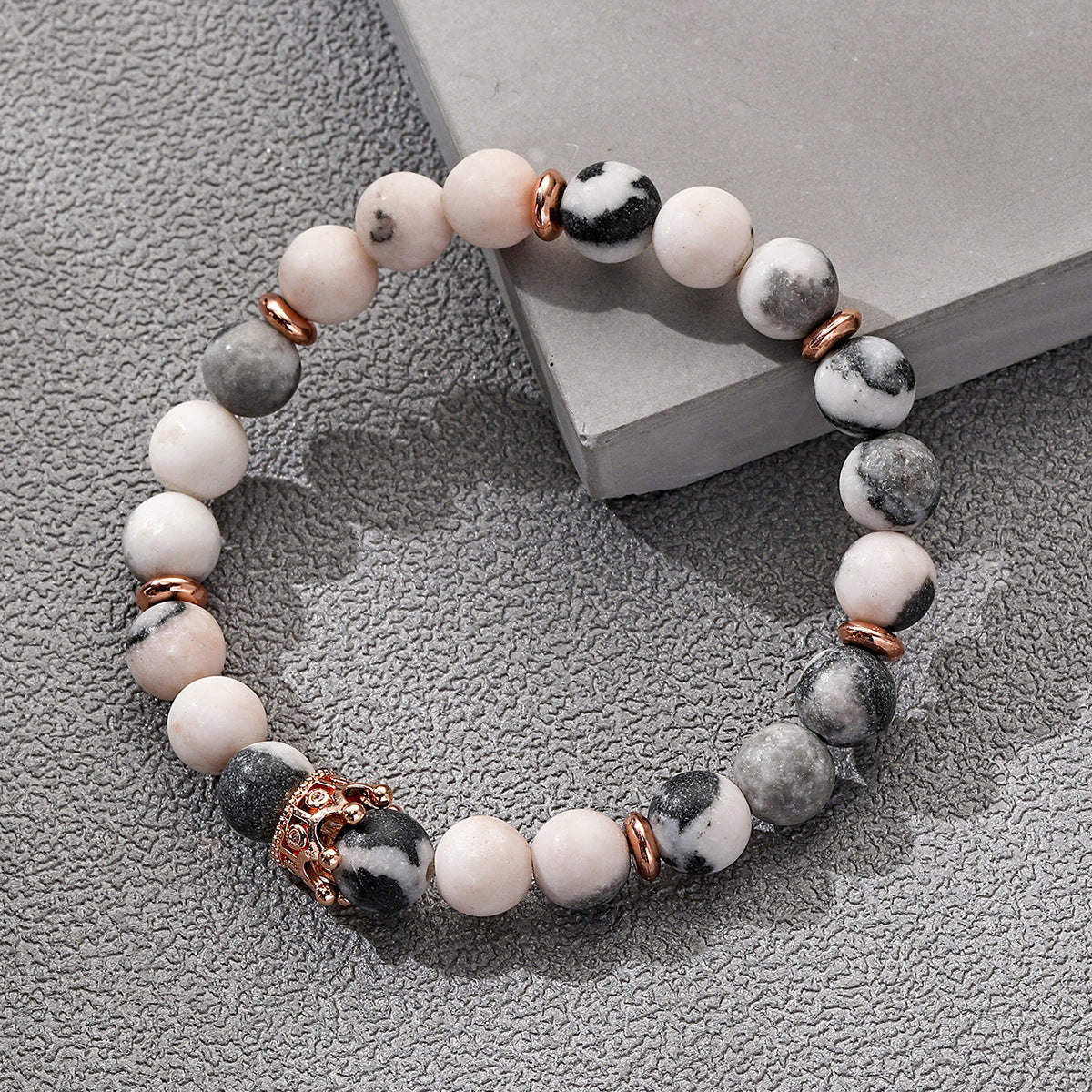 Natural Stone Essential Oil Pink Zebra Bracelets