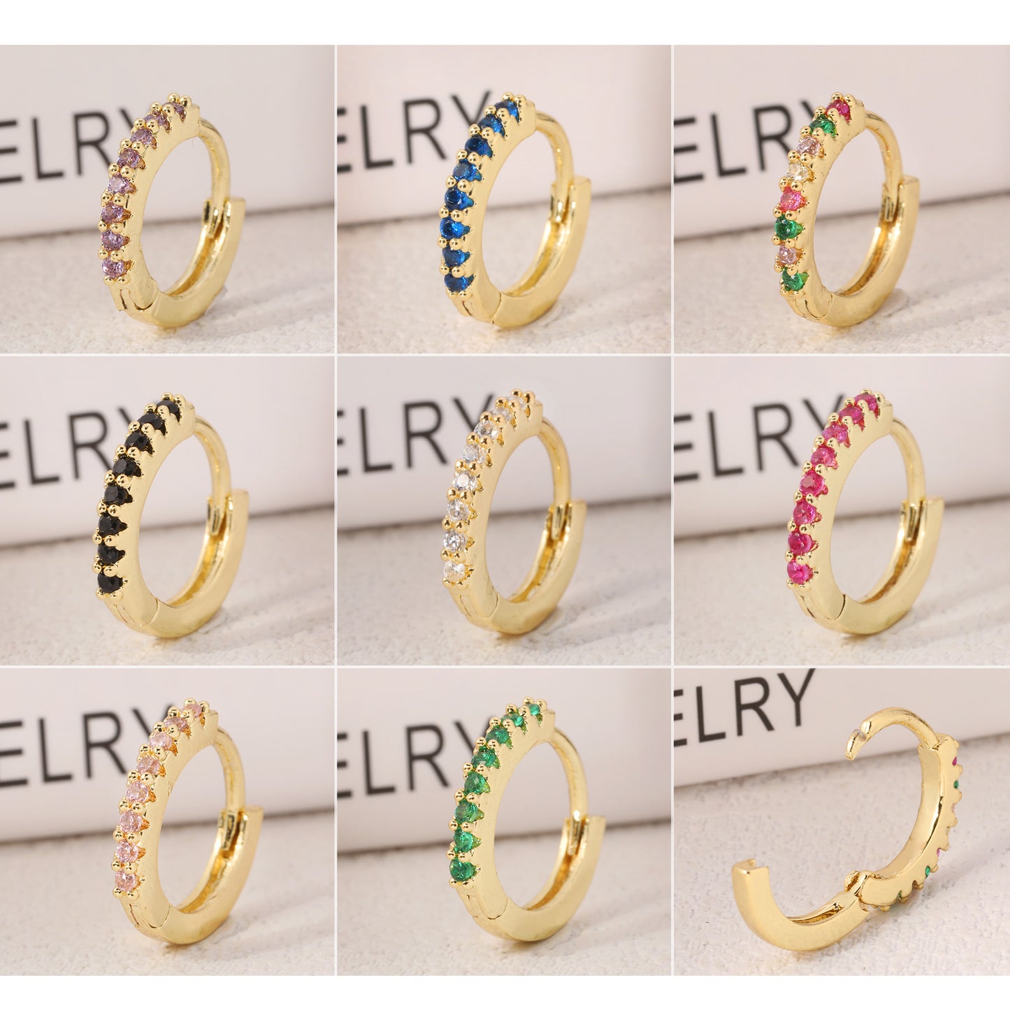 Women's Gang Drill Color Zircon Fashion Minimalism Copper Plating Earrings