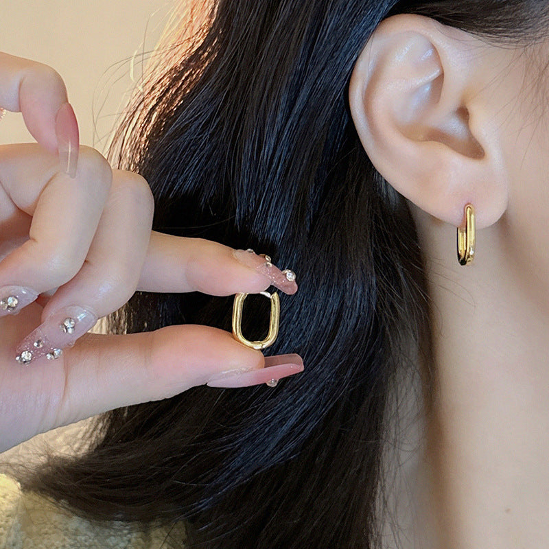 Metallic Clip Niche Design Advanced Exquisite Earrings