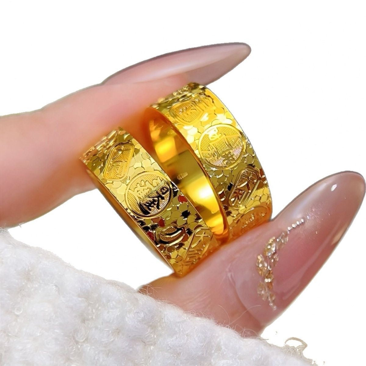 Flash Lucky Words Mush Ice Female Light Ring