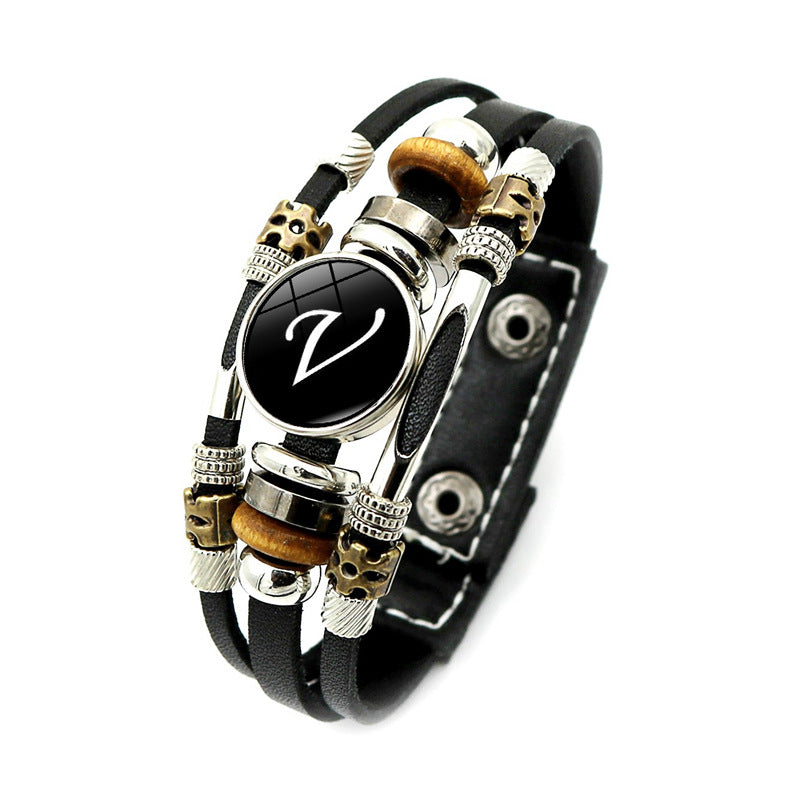 Women's English Letters Retro Punk Beaded Hand Bracelets