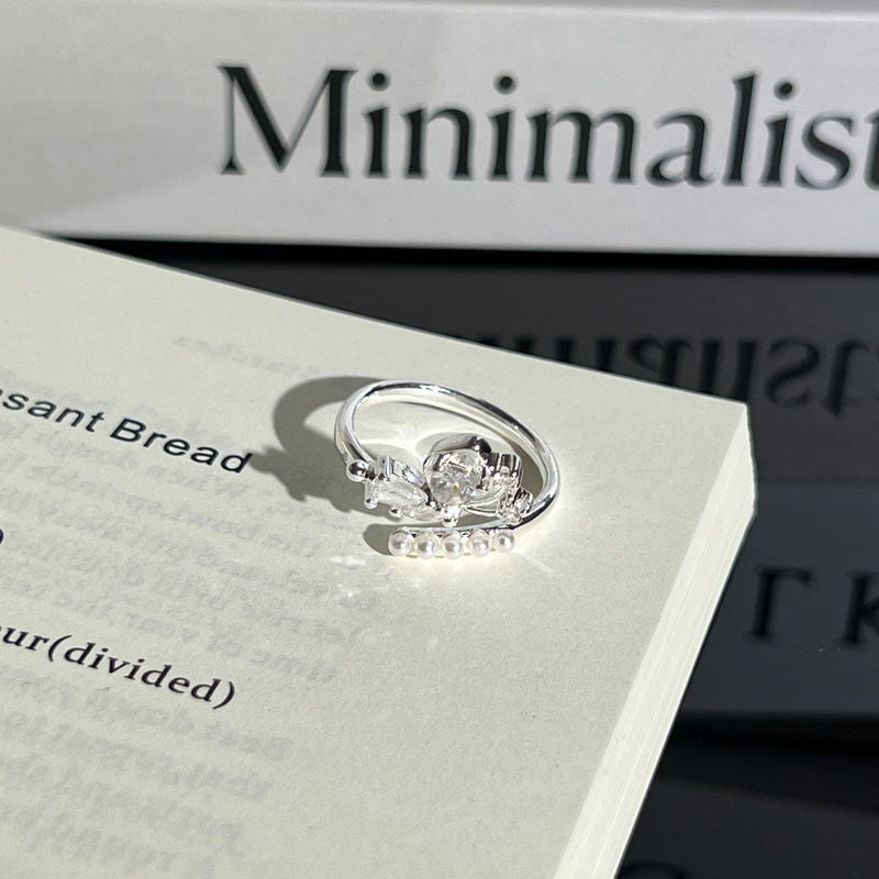 Light Luxury Sier Diamond Pieces Butterfly Mix Match Ring