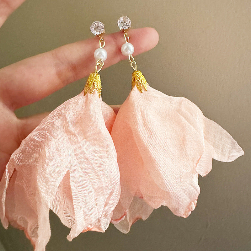 Super Fairy Fresh Mori Sweet Elegance Long Wild Handmade Pearl Earrings