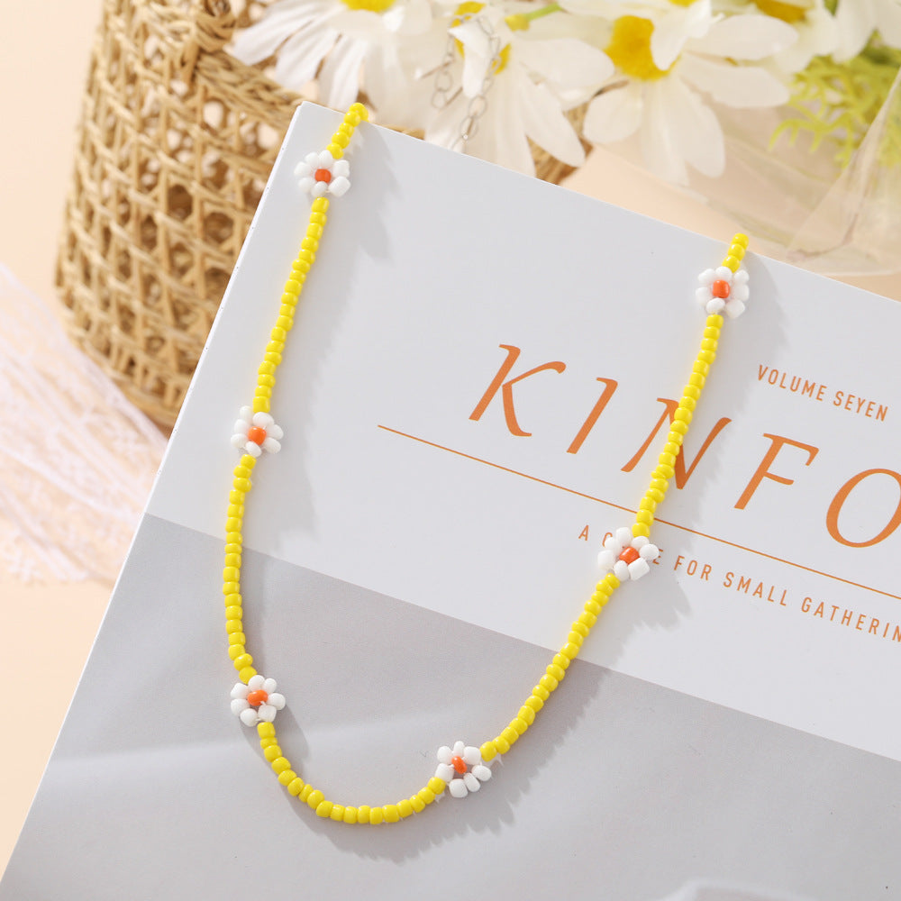 Women's Style Bead Flower Bohemian Vitality Color Necklaces