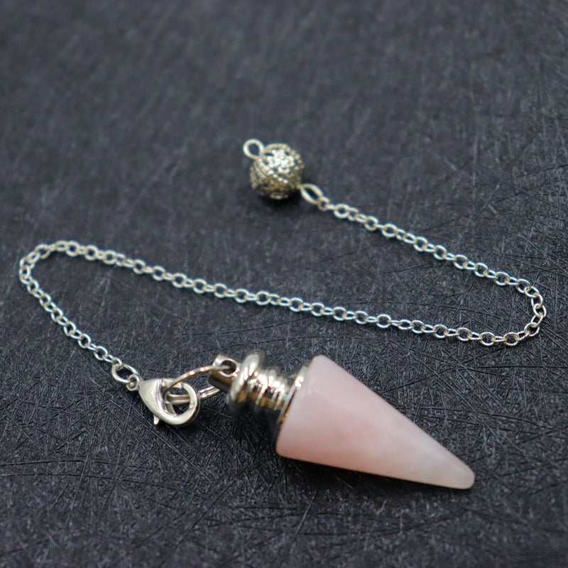 Column Pendulum Chain Natural Crystal Hexagonal Cone Pendants