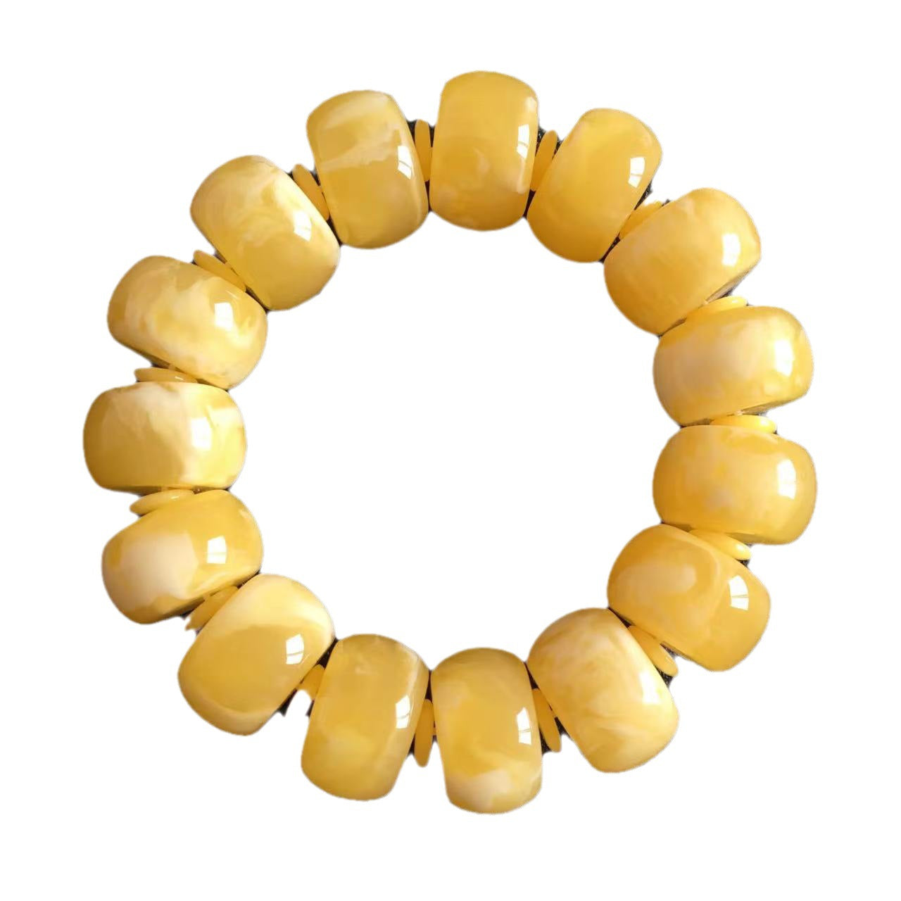 White Flower Block Of Wood Or Stone Amber Bracelets